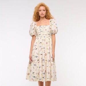 NEW Abercrombie & Fitch Cream Floral Midi Dress